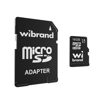 Карта пам'яті microSDHC (UHS-1) Wibrand 16Gb class 10 (adapter SD) (WICDHU1/16GB-A) [802823]