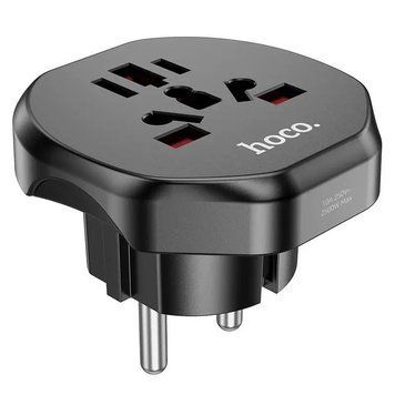 Мережевий адаптер HOCO AC6 Unimpeded universal conversion plug Black (6931474791511) [803289]