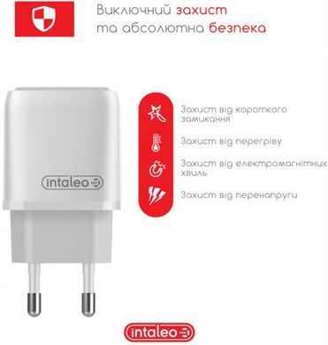 Мережевий зарядний пристрій Intaleo TCGQPD120L (1USBx3A) White + кабель Lightning (1283126510007) [603087]