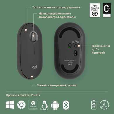 Миша бездротова Logitech Pebble Mouse 2 M350s Graphite (910-007015) [609385]