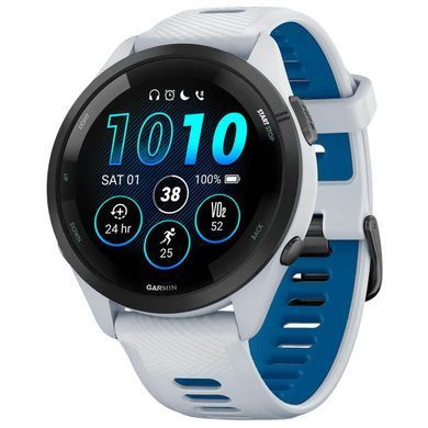 Смарт-годинник Garmin Forerunner 265 Black Bezel with Whitestone Case and Whitestone/Tidal Blue Silicone Band (010-02810-51) [608224]