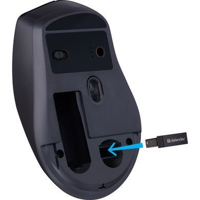 Мишка Defender Effect X MS-095, бездротова, 6 кн. до 1600 dpi, безшумна, чорна (52095) [401341]