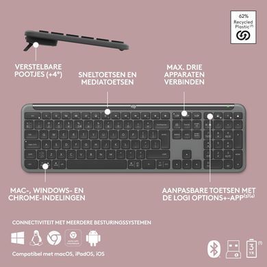 Клавiатура бездротова Logitech Signature Slim K950 US Graphite USB (920-012465) [606011]