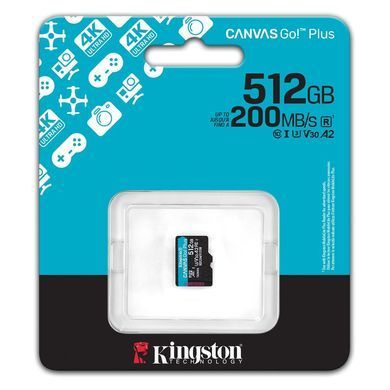 Карта пам`яті MicroSDXC 512GB UHS-I/U3 Class 10 Kingston Canvas Go! Plus R200/W160MB/s (SDCG4/512GBSP) [607006]