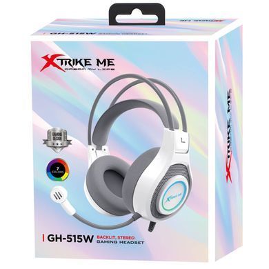 Ігрова гарнітура XTRIKE ME GH-515, USB+2x3.5мм, 7 режимів RGB, кабель 2м, біла (GH-515W) [401853]