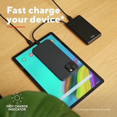 Акумулятор портативний літій-іонний power bank Trust Fiera, 10000мА&middot;год, 2хUSB-C, 20W, PD/QC 3.0, чорний (25880_TRUST) [113680]