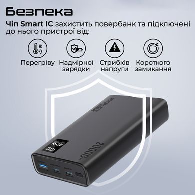 Універсальна мобільна батарея Promate Bolt-20PD Black 20000mAh (bolt-20pd.black) [603452]
