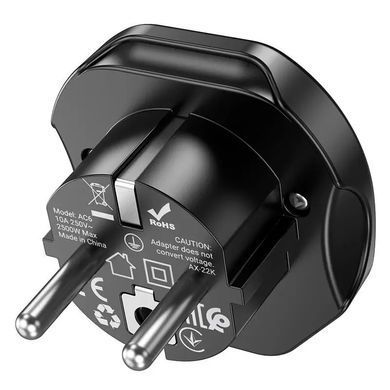 Мережевий адаптер HOCO AC6 Unimpeded universal conversion plug Black (6931474791511) [803289]
