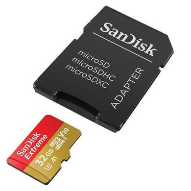 Карта пам'яті microSDHC (UHS-1 U3) SanDisk Extreme Action A1 32Gb class 10 V30 (R100MB/s, 667x) (adapter SD) (SDSQXAF-032G-GN6MA) [804425]