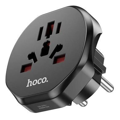 Мережевий адаптер HOCO AC6 Unimpeded universal conversion plug Black (6931474791511) [803289]