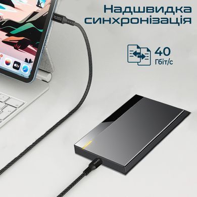 Кабель Promate PowerBolt240 USB Type-C - USB Type-C (M/M), 5 A, 240 W, 1 м, Black (powerbolt240-1m.black) [604302]
