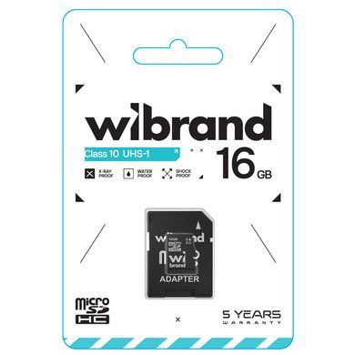 Карта пам'яті microSDHC (UHS-1) Wibrand 16Gb class 10 (adapter SD) (WICDHU1/16GB-A) [802823]