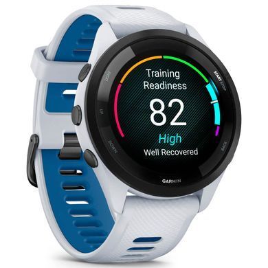 Смарт-годинник Garmin Forerunner 265 Black Bezel with Whitestone Case and Whitestone/Tidal Blue Silicone Band (010-02810-51) [608224]
