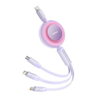 Кабель Baseus Bright Mirror 2 Series Retractable 3-in-1 Fast Charging Data Cable Type-C to M+L+C 100W 1.1m Purple (CAMJ010205) [802617]