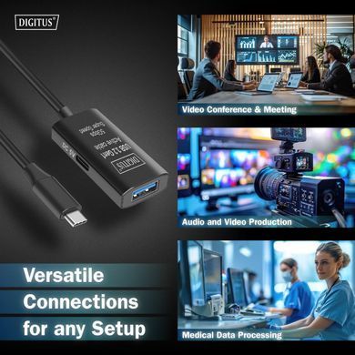 Подовжувач DIGITUS USB 3.2 Gen1 Active Cable 5G, C/M-A/F, 10м, чорний (DA-73111) [108634]