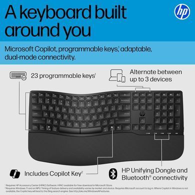 Клавіатура мембранна HP 680 Comfort Dual-Mode 111key, BT, EN/UK, чорний (8T6L8AA) [103721]