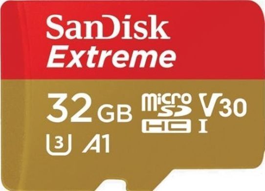 Карта пам`ятi MicroSDHC 32GB UHS-I/U3 Class 10 SanDisk Extreme A1 R100/W60MB/s + SD-adapter (SDSQXAF-032G-GN6MA) [614878]
