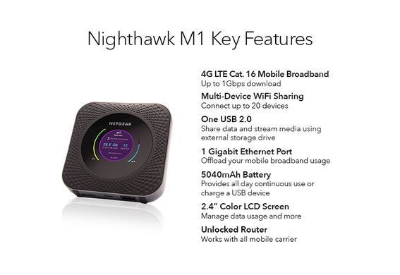 Мобільний Маршрутизатор NETGEAR MR1100 Nighthawk M1 4G/LTE, 1xGE LAN/WAN, 1xUSB, 1xUSB TypeC, 1Гбіт/с, 2xTS-9 (MR1100-100EUS) [104393]