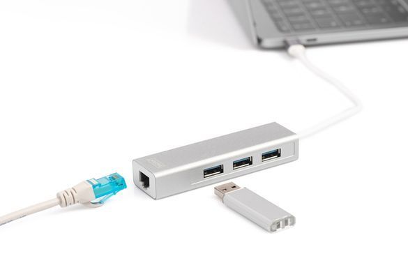 Концентратор DIGITUS USB-C - USB 3.0 3 Port Hub + Gigabit Ethernet (DA-70255) [108805]