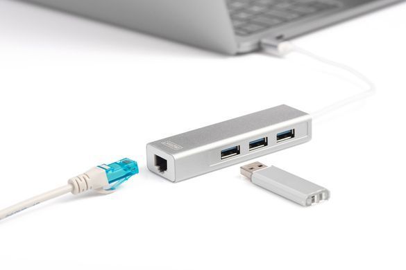 Концентратор DIGITUS USB-C - USB 3.0 3 Port Hub + Gigabit Ethernet (DA-70255) [108805]