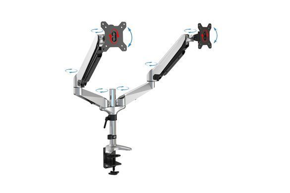 Кріплення DIGITUS Dual Monitor Clamp gas spring, 15-32", з нахилом, поворотом (DA-90353) [16995]