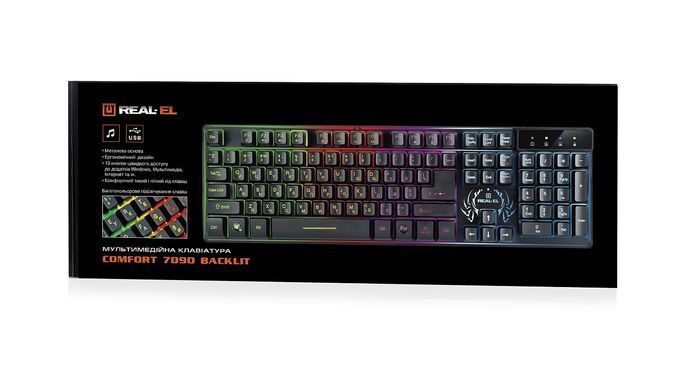 Клавіатура REAL-EL Comfort 7090 Backlit Black (EL123100031) [605942]