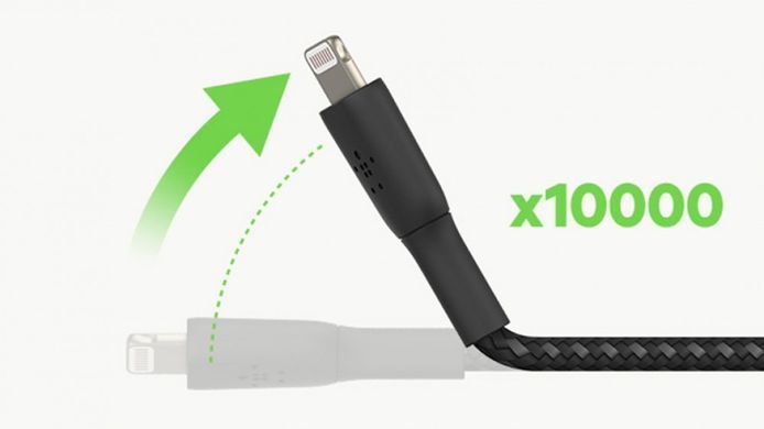 Кабель USB-A > Lightning заряджання/синхронізації Belkin 2м, 12Вт, плетений, чорний (CAA002BT2MBK) [108527]