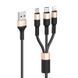 Кабель HOCO X26 USB to iP+Type-C+Micro 2A, 1m, nylon, aluminum connectors Black+Gold (6957531080275) [805250], фото 1