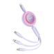 Кабель Baseus Bright Mirror 2 Series Retractable 3-in-1 Fast Charging Data Cable Type-C to M+L+C 100W 1.1m Purple (CAMJ010205) [802617], фото 3