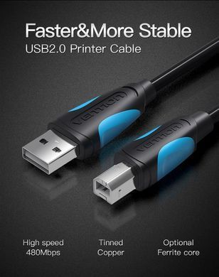 Кабель для принтера Vention USB - USB Type-B (M/M), 1 м, Black (VAS-A16-B100) [603942]
