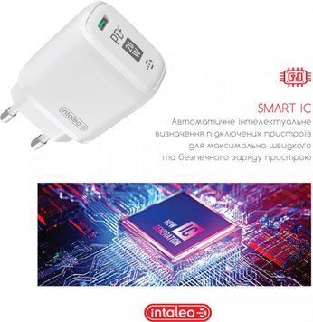 Мережевий зарядний пристрій Intaleo TCGQPD120T (1USBx3A) White + кабель USB Type С (1283126509988) [603088]