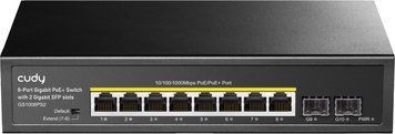 Комутатор Cudy, 8-Port Gigabit PoE+ Switch with 2 Gigabit SFP slot 120W (GS1008PS2) [401600]