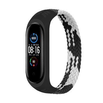 Ремінець BeCover Elastic Nylon Style для Xiaomi Mi Smart Band 5/Mi Smart Band 6 Size M Black/White (706147) [604701]