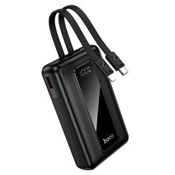 Зовнішній акумулятор HOCO J162A Full power 22.5W+PD20W fully compatible power bank with two cables(20000mAh) Black (6942007663083) [806398]