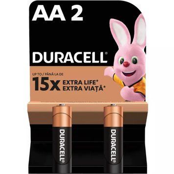 Батарейка AA/LR06, Лужна, Duracell MN1500, BL (2шт.) (6409640) [405683]