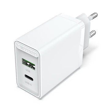 Мережевий зарядний пристрій Vention USB Type C + QC4.0 (18-20W) White (FBBW0-EU) [603152]