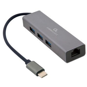 USB-хаб Cablexpert USB Type-C Grey 3-в-1 (A-CMU3-LAN-01) [605115]
