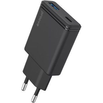 Мережевий зарядний пристрій Proove Slender (1USB-C, 1USB) 45W Black (WCSL45110001) [622050]