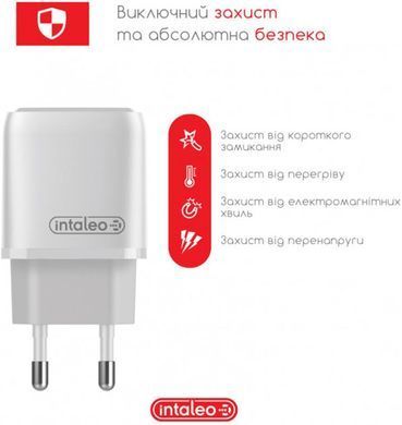 Мережевий зарядний пристрій Intaleo TCGQPD120T (1USBx3A) White + кабель USB Type С (1283126509988) [603088]