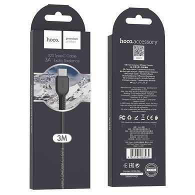 Кабель HOCO X20 USB to Type-C 3A, 3m, PVC, TPE connectors, Black (6957531068969) [804406]