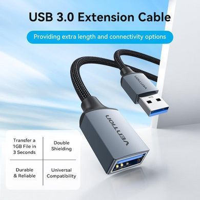 Кабель Vention USB - USB V 3.0 (M/F), 1 м, Black (CBLHF) [604077]