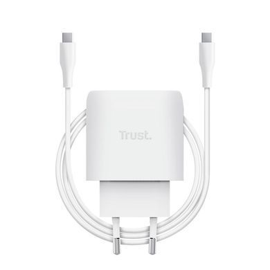 Зарядний пристрій мережевий Trust Maxo 45Вт, GaN, USB-C PD/PPS, білий (25522_TRUST) [111089]