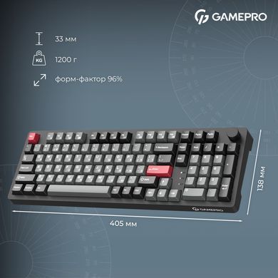 Клавіатура бездротова GamePro Asgard Drakkar Keychron Super Red Switch Black (MK305BK) [616474]