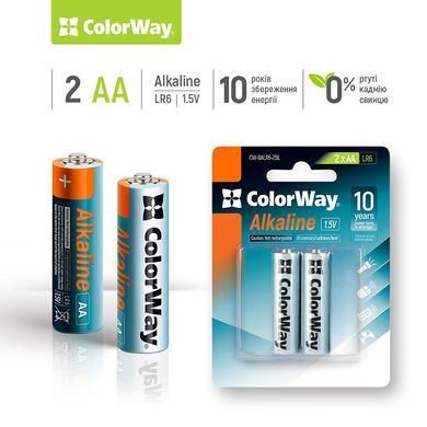 Батарейка AA/LR06 Лужна Power, СolorWay, BL (2шт.) (CW-BALR06-2BL) [404940]