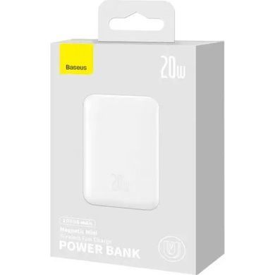 Зовнішній акумулятор Baseus Magnetic Mini Wireless Fast Charge Power Bank 10000mAh 20W White (PPCX070002) [805552]