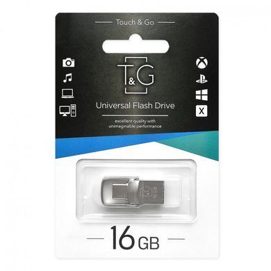 Флеш-накопичувач USB 2.0 16GB Type-C T&G 104 Metal Series Silver (TG104TC-16G) [614256]