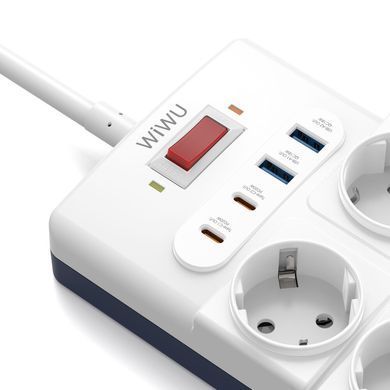 Мережевий подовжувач WIWU 14 in 1 20W GaN Power Strip 2C+2A+10AC Wi-S008 EU (2 m) White (6977703656268) [806492]