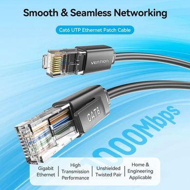 Мережевий кабель Vention Cat6 UTP Patch Cable 1.5M Black (IBRBG) [803219]