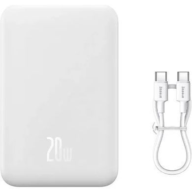 Зовнішній акумулятор Baseus Magnetic Mini Wireless Fast Charge Power Bank 10000mAh 20W White (PPCX070002) [805552]