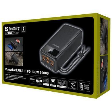 Універсальна мобільна батарея Sandberg Powerbank 50000mAh, USB-C PD 130W, Black (420-75) [613960]